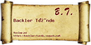 Backler Tünde névjegykártya
